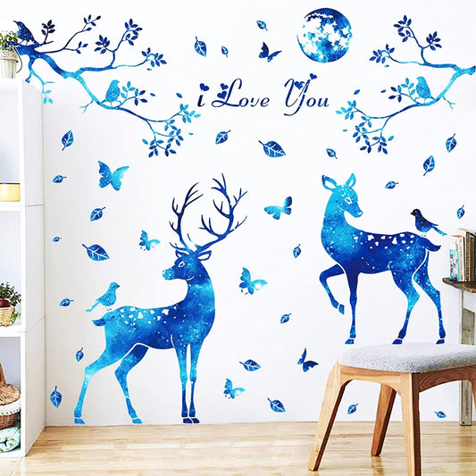 Zemalous Star Deer Wall Decals Vinyl Wall Stickers Removable Peel and Stick Wall Decals for Bedroom Living Room Home Decorations