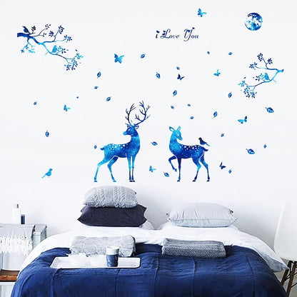 Zemalous Star Deer Wall Decals Vinyl Wall Stickers Removable Peel and Stick Wall Decals for Bedroom Living Room Home Decorations