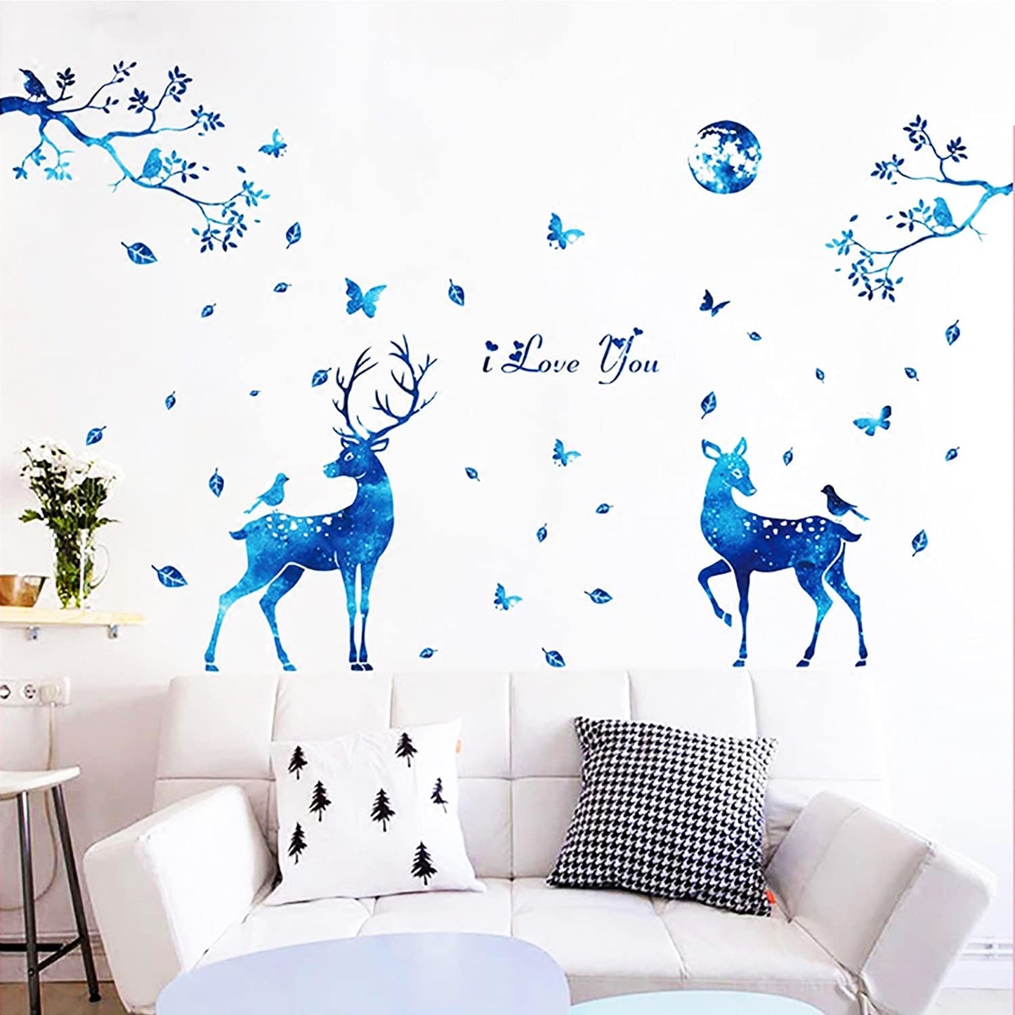 Zemalous Star Deer Wall Decals Vinyl Wall Stickers Removable Peel and Stick Wall Decals for Bedroom Living Room Home Decorations