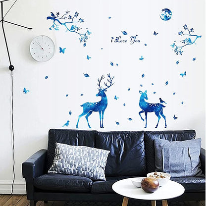 Zemalous Star Deer Wall Decals Vinyl Wall Stickers Removable Peel and Stick Wall Decals for Bedroom Living Room Home Decorations