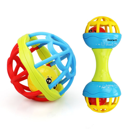 Bearwill Infant toys Hand catch ball can bite rattle toy 3-piece set