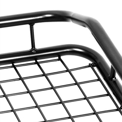 KATIMOTO 49" Long x 36" Wide x 7" Tall Powercoated Mild Steel Black Roof Rack Top Cargo Luggage Carrier Basket w/Wind Fairing