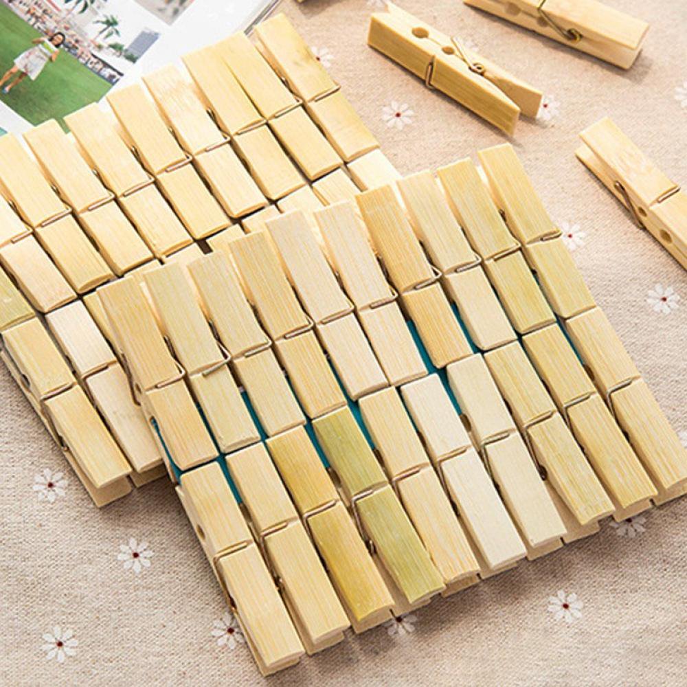 Foretux 5 packs Wood Clothespins with Spring Household Multi-purpose Clothes Pegs Bamboo Clothes Pegs, Clothes Pins for Photo