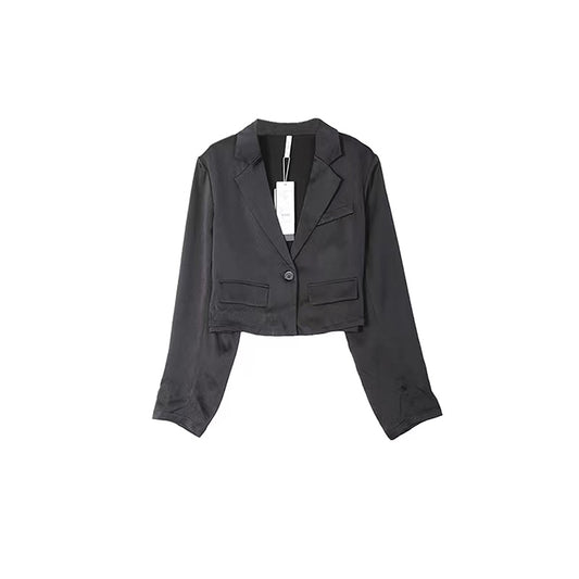 YIZEGAN Women's Casual Blazer Open Front Long Sleeve Casual Work Solid Color   Single Button Jacket