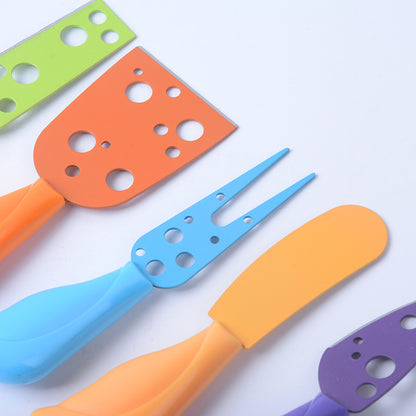 JUVCOT Kitchen Gadgets Stainless Steel Cheese Knife Multicolored Handle Pizza Cutter