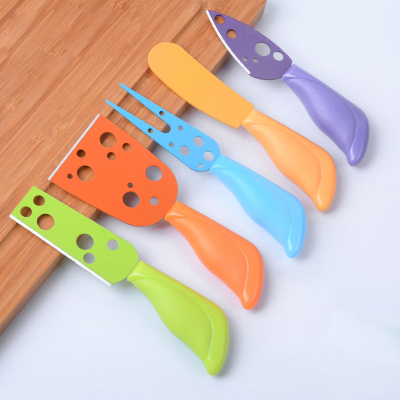 JUVCOT Kitchen Gadgets Stainless Steel Cheese Knife Multicolored Handle Pizza Cutter