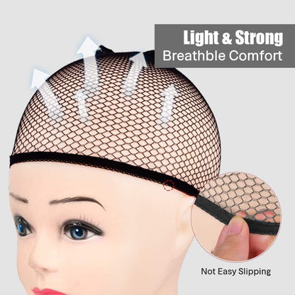 Mylene Hair Wig caps 6 pieces of mesh wig caps mesh lining knit caps ladies wig caps (brown, beige, black, two pieces of each)