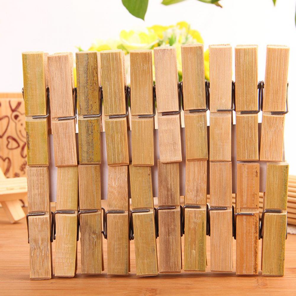 Foretux 5 packs Wood Clothespins with Spring Household Multi-purpose Clothes Pegs Bamboo Clothes Pegs, Clothes Pins for Photo