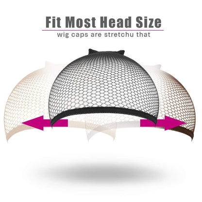 Mylene Hair Wig caps 6 pieces of mesh wig caps mesh lining knit caps ladies wig caps (brown, beige, black, two pieces of each)