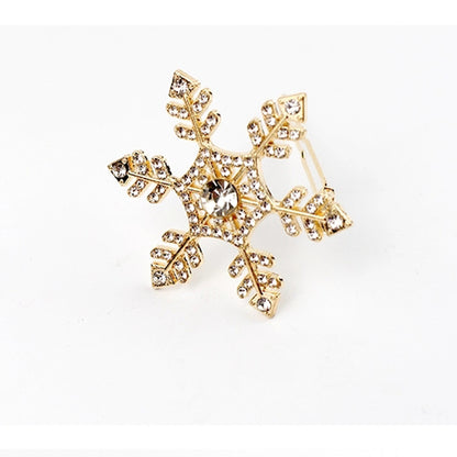 SHUHAOT 2 Pcs Small Fresh Snowflake Hair Clips - Gold Silver Snowflake Women's Crystal Rhinestone Hairpins