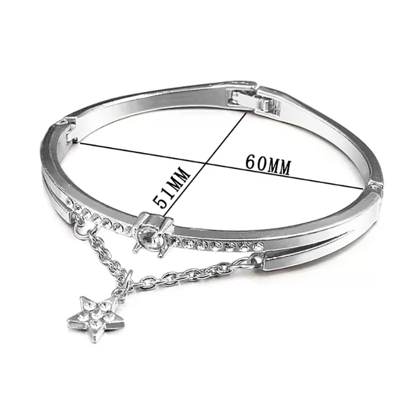 lwzsyap New Bracelet Rose Gold Silver Five-pointed Star Diamond Metal Women's Bracelets Art Student Bracelet Jewelry