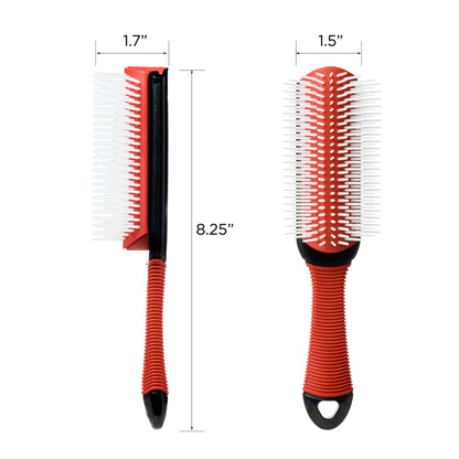 evetree 9-Row Non-Slip Detangling Hair Brush Red