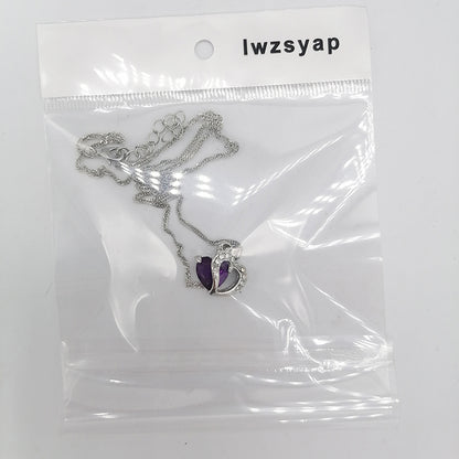 lwzsyap Heart Shape 12mm Simulated Amethyst Pendant Necklace in Sterling Silver