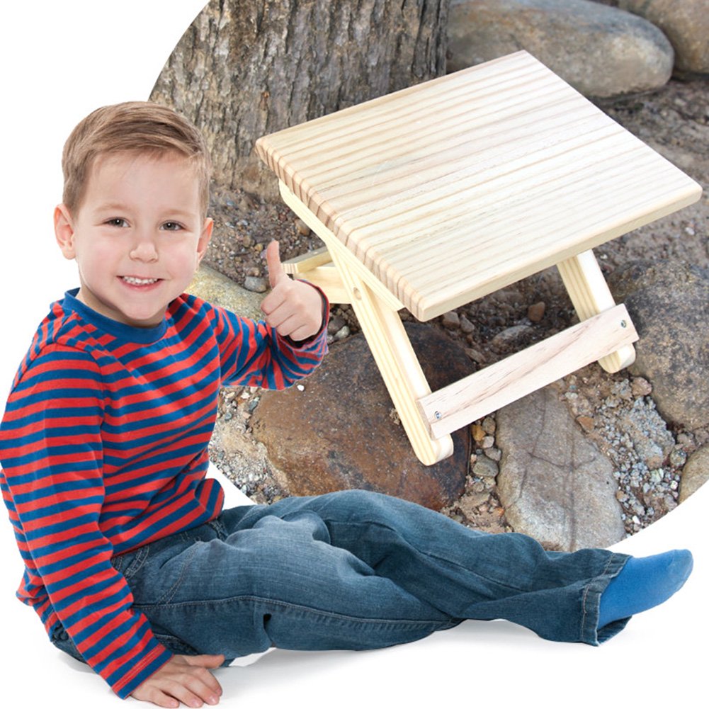 Giv Smil Wooden Folding Stool Portable Foldable Household Step Stool for Indoor and Outdoor Use