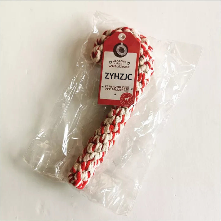 ZYHZJC Pet toys Christmas cane Toy set Cotton cord woven teeth cleaning molar dog toys