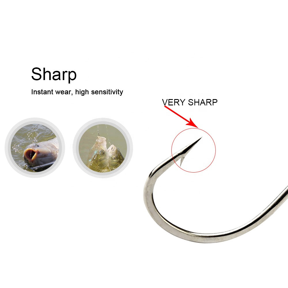 Hooye 100pcs Saltwater Freshwater Fishing Hook Barbed Fishhook High Carbon Steel Carp Fishing Hooks