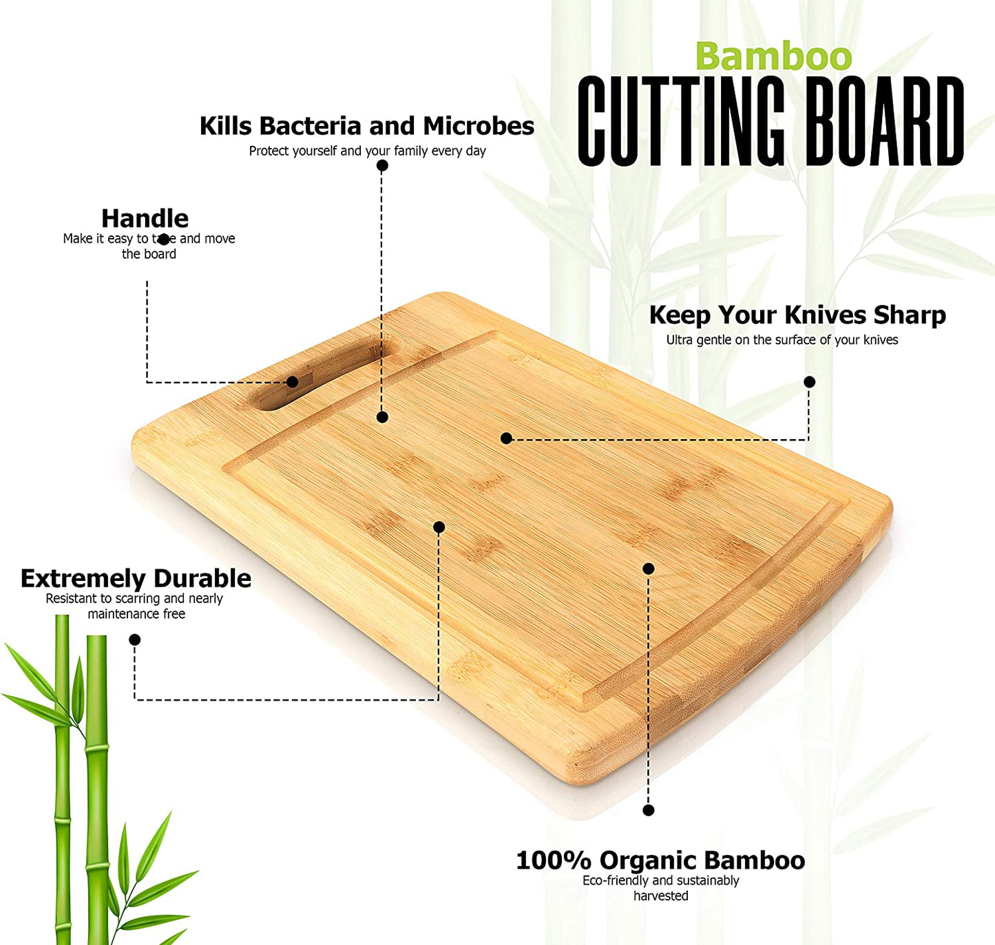 Foretux Wood Bamboo Cutting Board – Set of 3 – 3-PIECE PREMIUM VALUE PACK – 1 XL Extra Large, 1 Medium, 1 Small Wooden Chopping Cutting Boards Sets for Kitchen, Fruit, Vegetables, BBQ, Meat