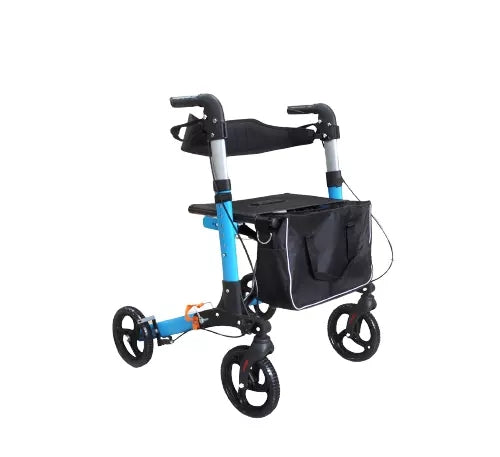 Old People Shopping Cart Aluminium Rollator Folding Rolling Walker With Seat