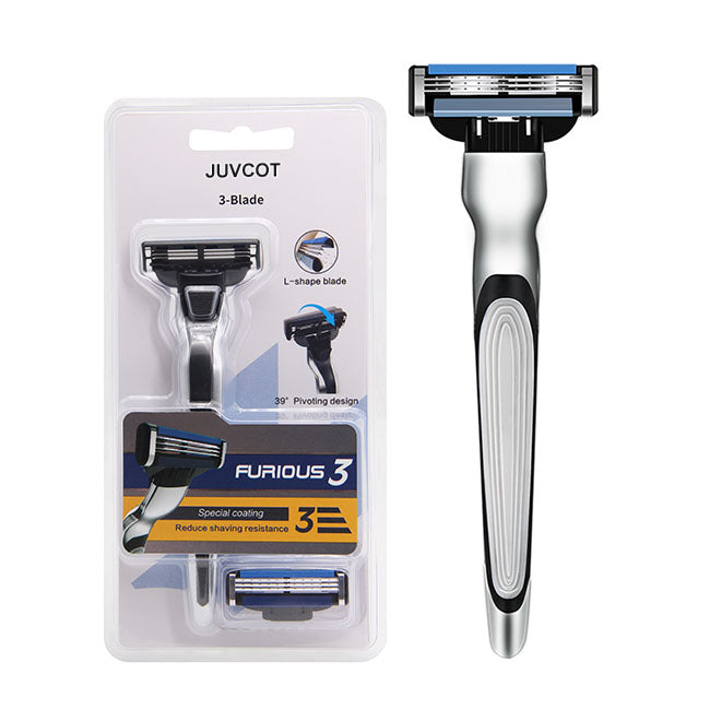 JUVCOT 3 Blades Facial Shaving Manual Shaving Rubber Razor