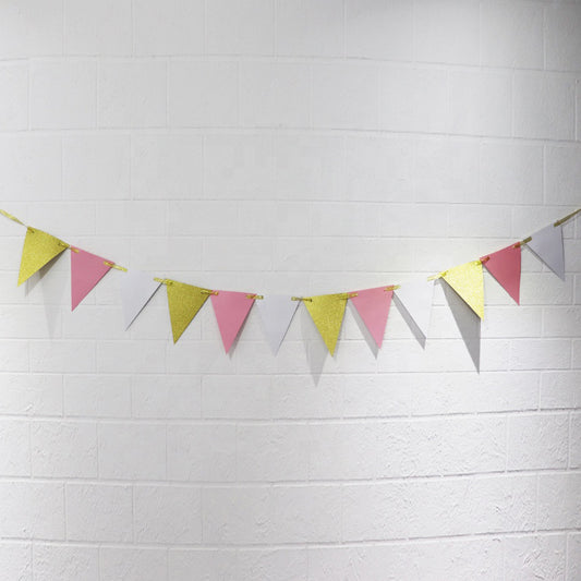 JC&YUKI Paper Pennants Banner Hot Sale Colorful Banner For Kids Eco-friendly Party Decoration 3M