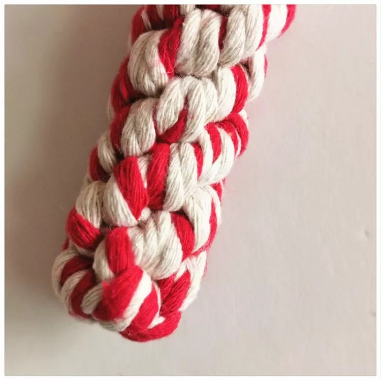 ZYHZJC Pet toys Christmas cane Toy set Cotton cord woven teeth cleaning molar dog toys