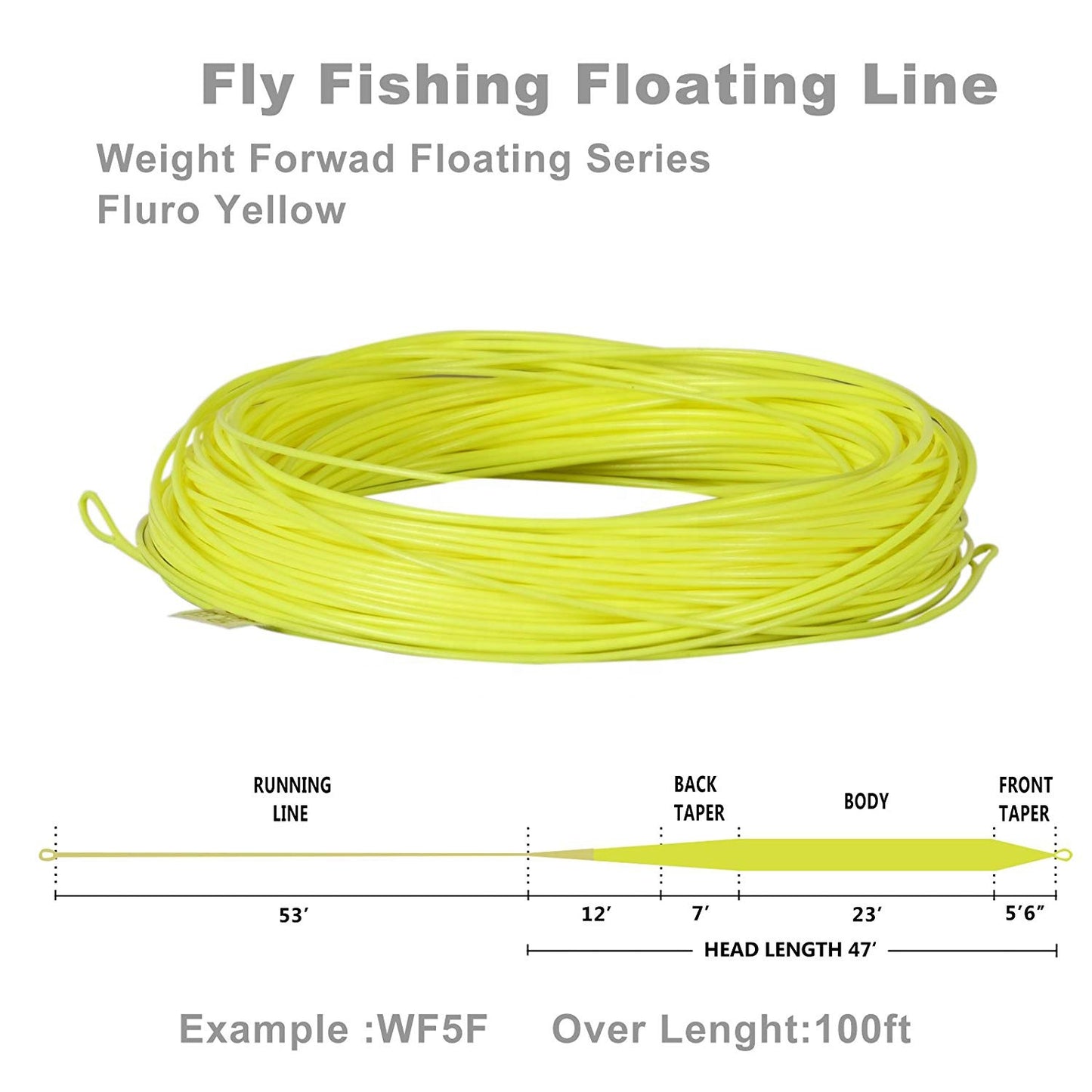 Hooye 100ft PVC Coating Professional Floating Fly Fishing Line Easy Use Weight Forward