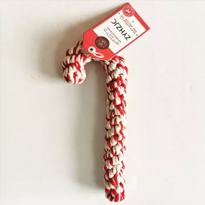 ZYHZJC Pet toys Christmas cane Toy set Cotton cord woven teeth cleaning molar dog toys
