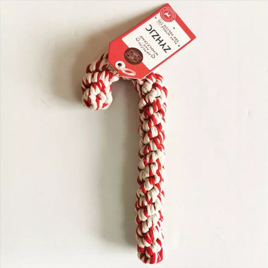 ZYHZJC Pet toys Christmas cane Toy set Cotton cord woven teeth cleaning molar dog toys