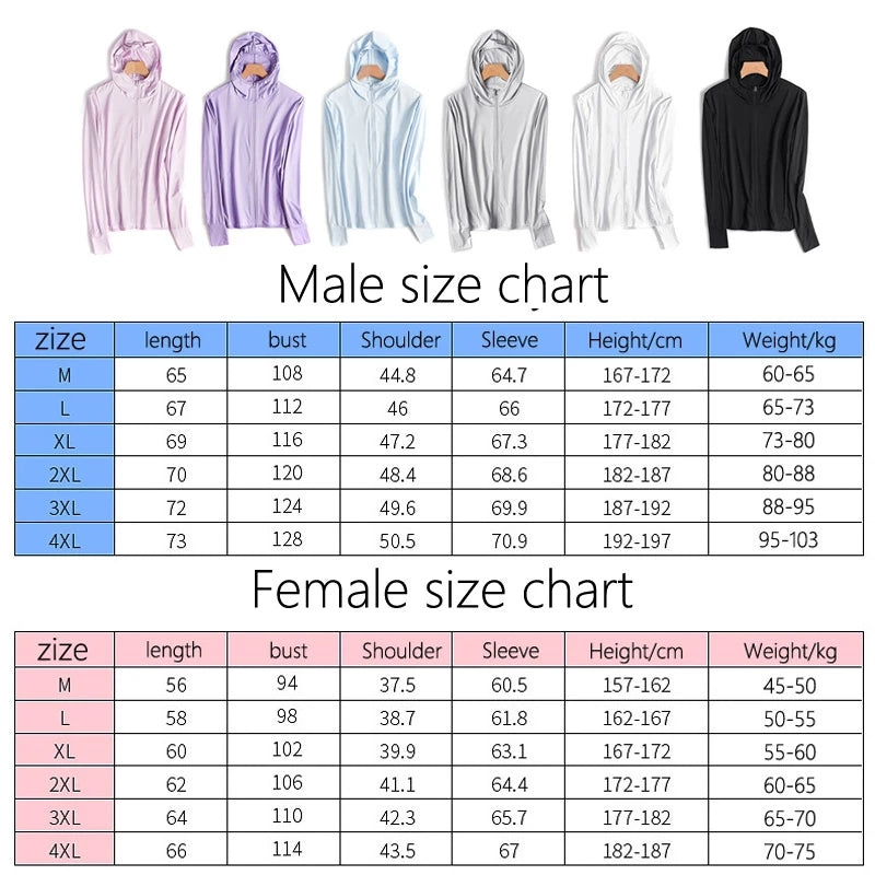 Hatsvop Ultrathin Sunscreen Jacket Unisex Cycling Fishing Jacket Outdoor Sport Sun Protection Hoodie Shirts Clothing Ice Silk Summer