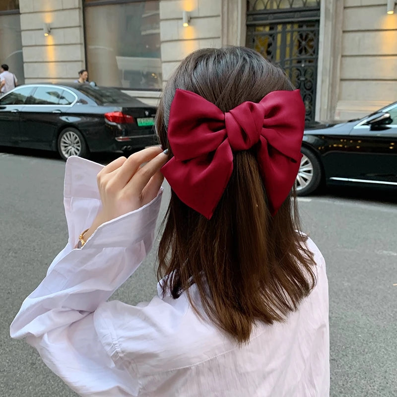 Mylene Hair Fashion Big Bow Hairpin Cute Red Barrette Pink Hair Clip Women Girls BB Hairgrip Korean Oversize Floral Hair Accessories