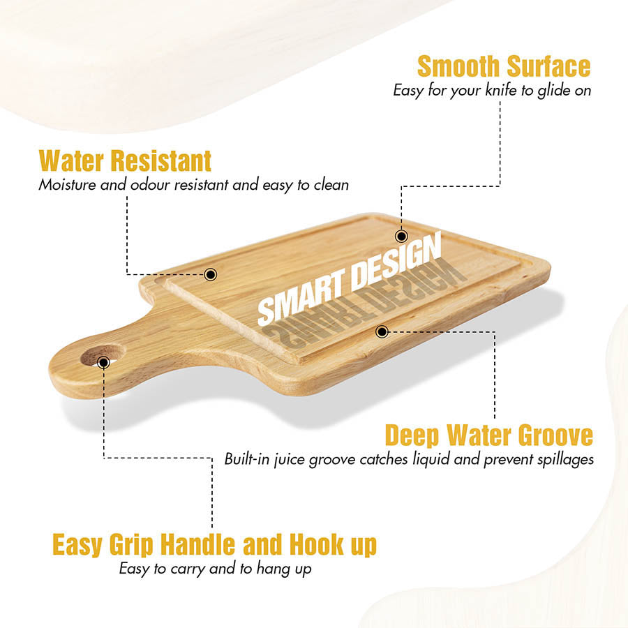 Foretux Wood Cutting Board with Juice Groove - Best Kitchen Chopping Board for Meat Cheese and Vegetables | Anti Microbial Heavy Duty Serving Tray w/Handles