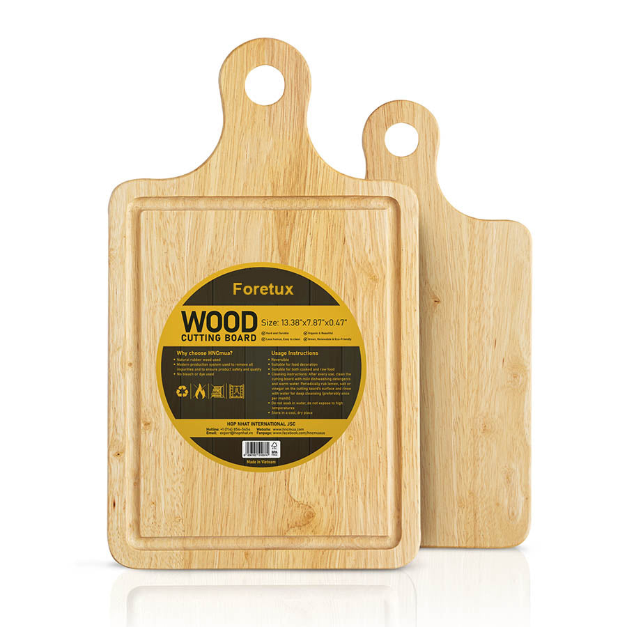 Foretux Wood Cutting Board with Juice Groove - Best Kitchen Chopping Board for Meat Cheese and Vegetables | Anti Microbial Heavy Duty Serving Tray w/Handles