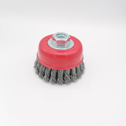 NIPB Wire brushes 2 Pack Knotted Steel Cup Brush 12500 rpm, 3 Inch Twisted Wire Cup Brush Wire brushes for use in machines