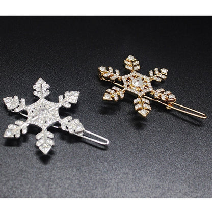 SHUHAOT 2 Pcs Small Fresh Snowflake Hair Clips - Gold Silver Snowflake Women's Crystal Rhinestone Hairpins