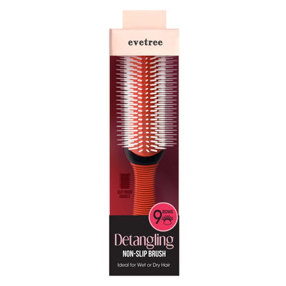 evetree 9-Row Non-Slip Detangling Hair Brush Red