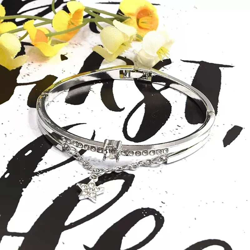 lwzsyap New Bracelet Rose Gold Silver Five-pointed Star Diamond Metal Women's Bracelets Art Student Bracelet Jewelry