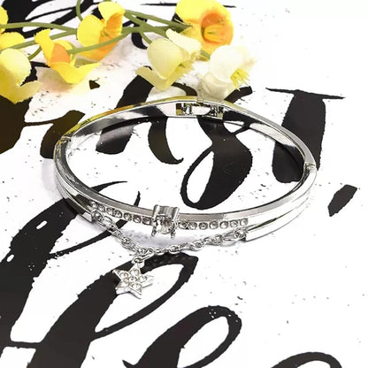 lwzsyap New Bracelet Rose Gold Silver Five-pointed Star Diamond Metal Women's Bracelets Art Student Bracelet Jewelry
