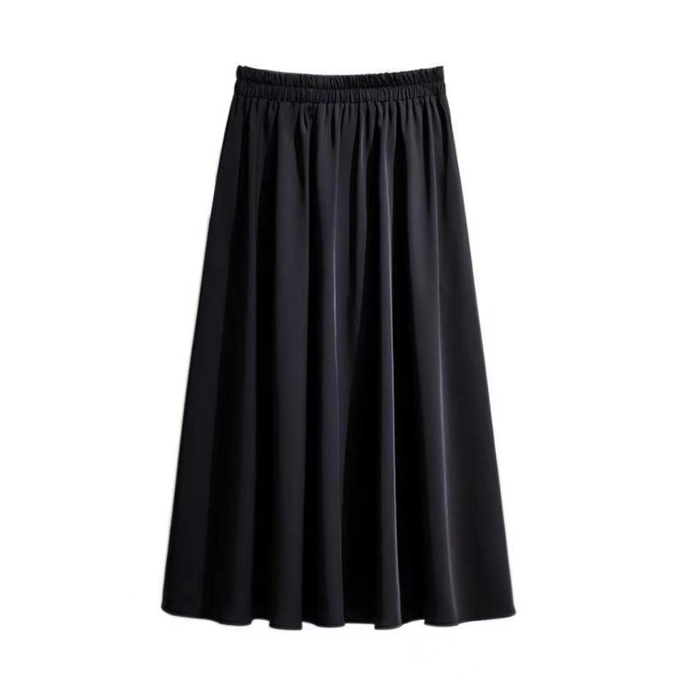 UNILISA Women's Casual Solid Color Office Work Loose Fit Elastic Maxi Skirts