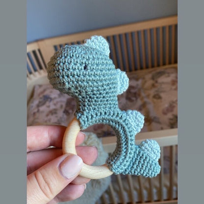 ababoon New Baby Gift Set Dinosaur Toy Dinosaur Rattle Baby Shower Gift New Mom Gift Baby Gift Crochet Rattle