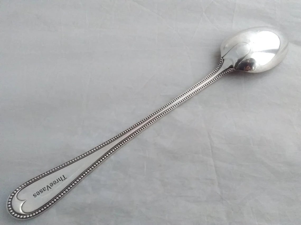 ThreeVases Superb quality silver plated  Bead Pattern Basting Spoon