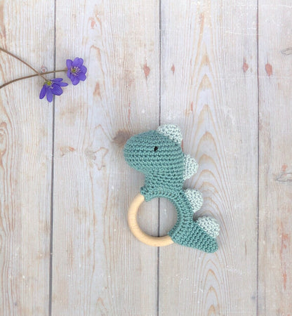 ababoon New Baby Gift Set Dinosaur Toy Dinosaur Rattle Baby Shower Gift New Mom Gift Baby Gift Crochet Rattle