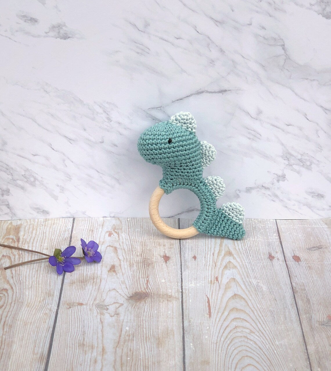 ababoon New Baby Gift Set Dinosaur Toy Dinosaur Rattle Baby Shower Gift New Mom Gift Baby Gift Crochet Rattle