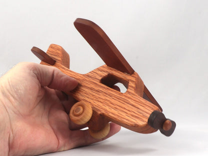 FUSHUI Wood Toy Airplane, Handmade and Finished with a Blend of Mineral Oil and Beeswax