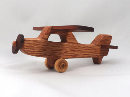 FUSHUI Wood Toy Airplane, Handmade and Finished with a Blend of Mineral Oil and Beeswax