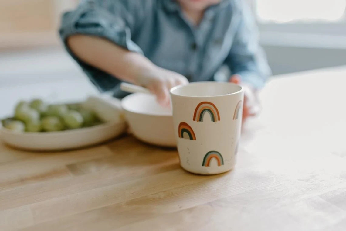 JJININ Children’s Bamboo Dinnerware Set | Baby 5 Piece Gift | Eco Dinnerware | First Plate | Childs first dinner set