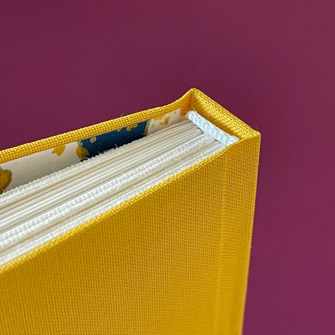 YIEO Blank Yellow Sketchbook, Small Handmade Case-Bound Book, Hand bound Drawing Gift, Hard cover Sketching, Happy Bunny Illustration Present