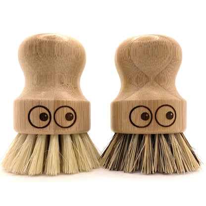 Hapytag Eco Zero Waste Washing up Scrubbing Brushes (pair) Bamboo Quirky Present Plastic Free Zero Waste Mothers Day Gift