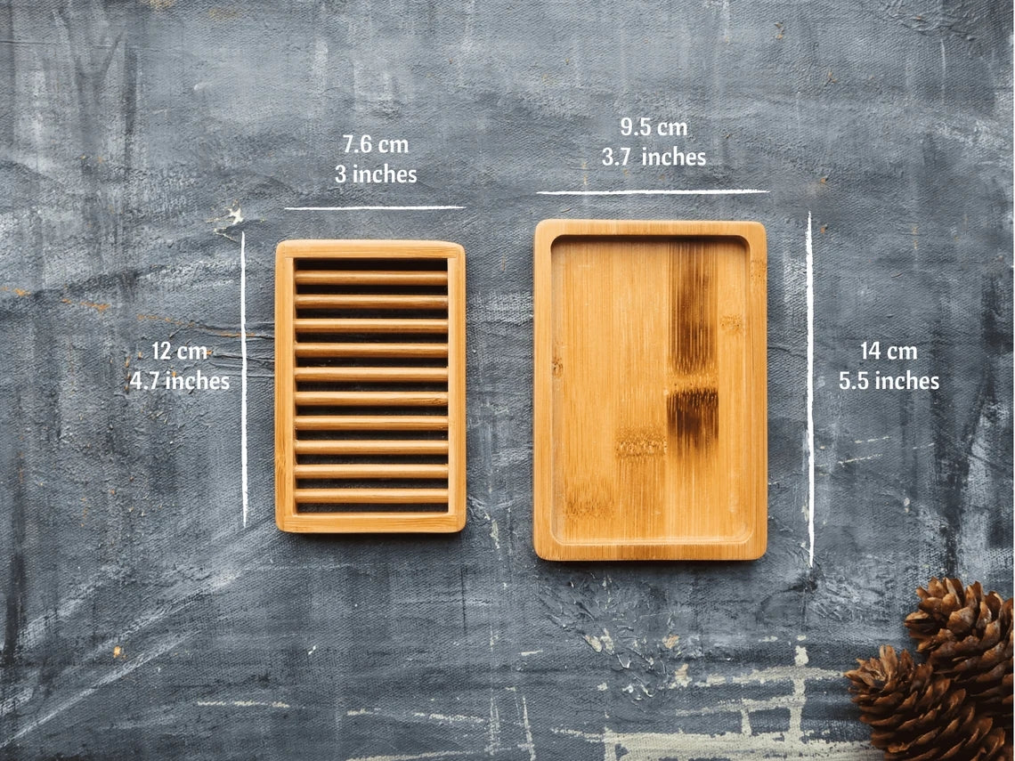 Kjyunk Dual-layer Bamboo Soap Dish Best Draining Biodegradable Soap Rack