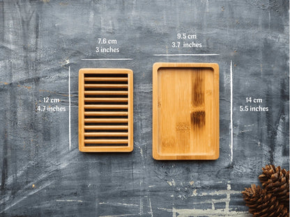 Kjyunk Dual-layer Bamboo Soap Dish Best Draining Biodegradable Soap Rack