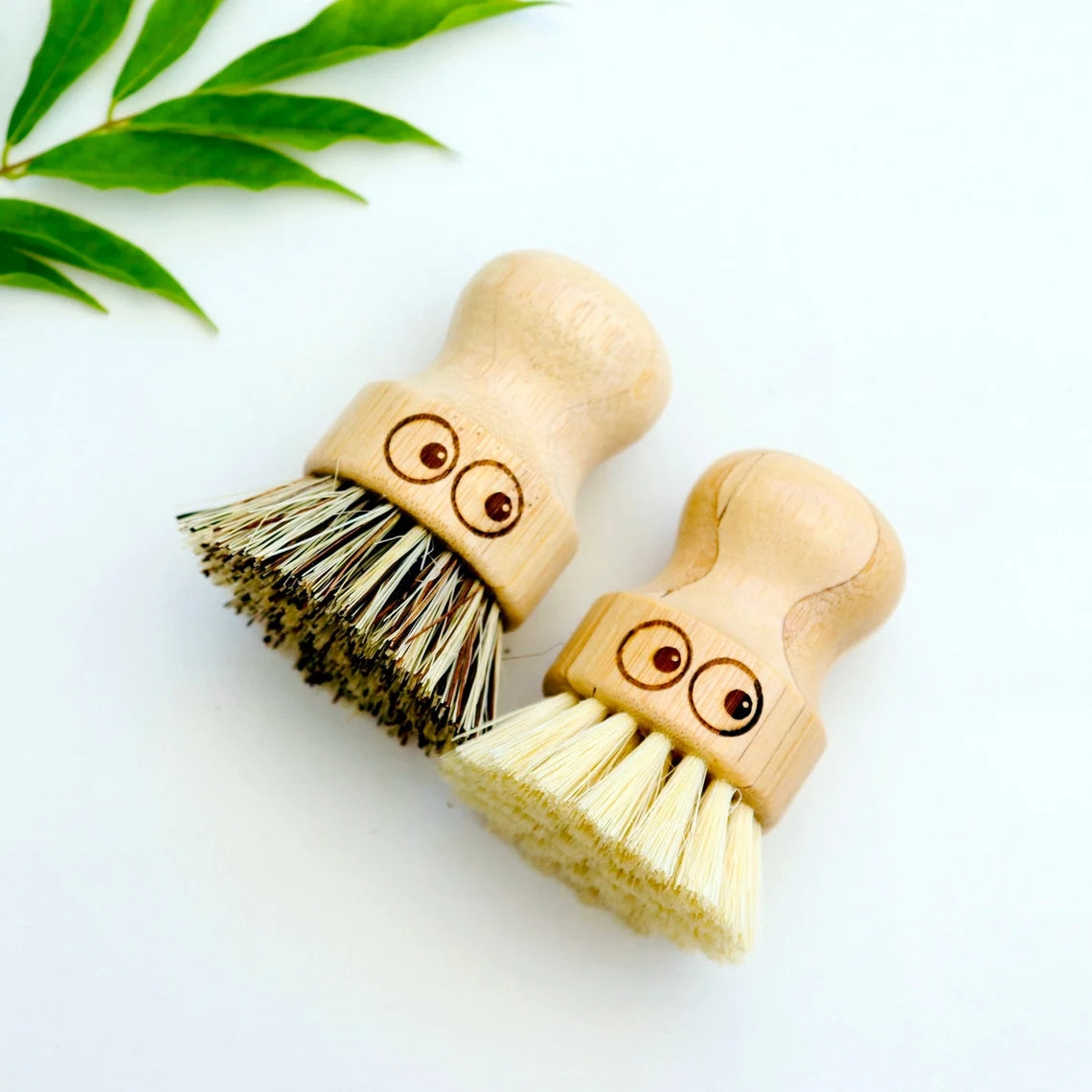 Hapytag Eco Zero Waste Washing up Scrubbing Brushes (pair) Bamboo Quirky Present Plastic Free Zero Waste Mothers Day Gift